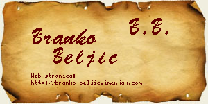 Branko Beljić vizit kartica